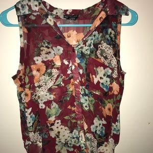 Maroon floral blouse
